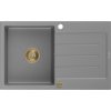 MEXEN - Bruno granitový drez 1 s odkvapkávačom 795x495 mm, sivá, + zlatý sifón 6513791010-71-G
