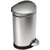 Pedálový odpadkový kôš Simplehuman - 6 l, polguľatý, matná oceľ, FPP (CW1834CB)