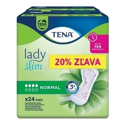 Tena Lady Slim Normal Inkontinenčné vložky (Výhodné duo balenie) 2x24 absorpčných vložiek