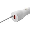 Canyon C-033, univerzálna autonabíjačka, 1x USB, výstup 5V/2,4A, Smart IC, integrovaný kábel Lightning, biela CNE-CCA033W-US
