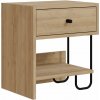 Nočný stolík v dekore duba s poličkami v prírodnej farbe Saturne – Marckeric