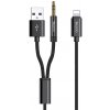 AppleMix YESIDO Hudobný / nabíjací kábel - Lightning / 3,5 mm jack + USB-A - 1,2 m - čierny