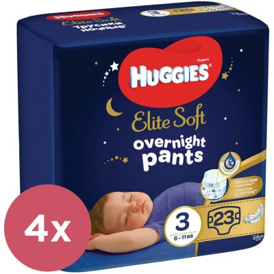 4x HUGGIES® Elite Soft Pants OVN Nohavičky plienkové jednorazové 3 (6-11 kg) 23 ks
