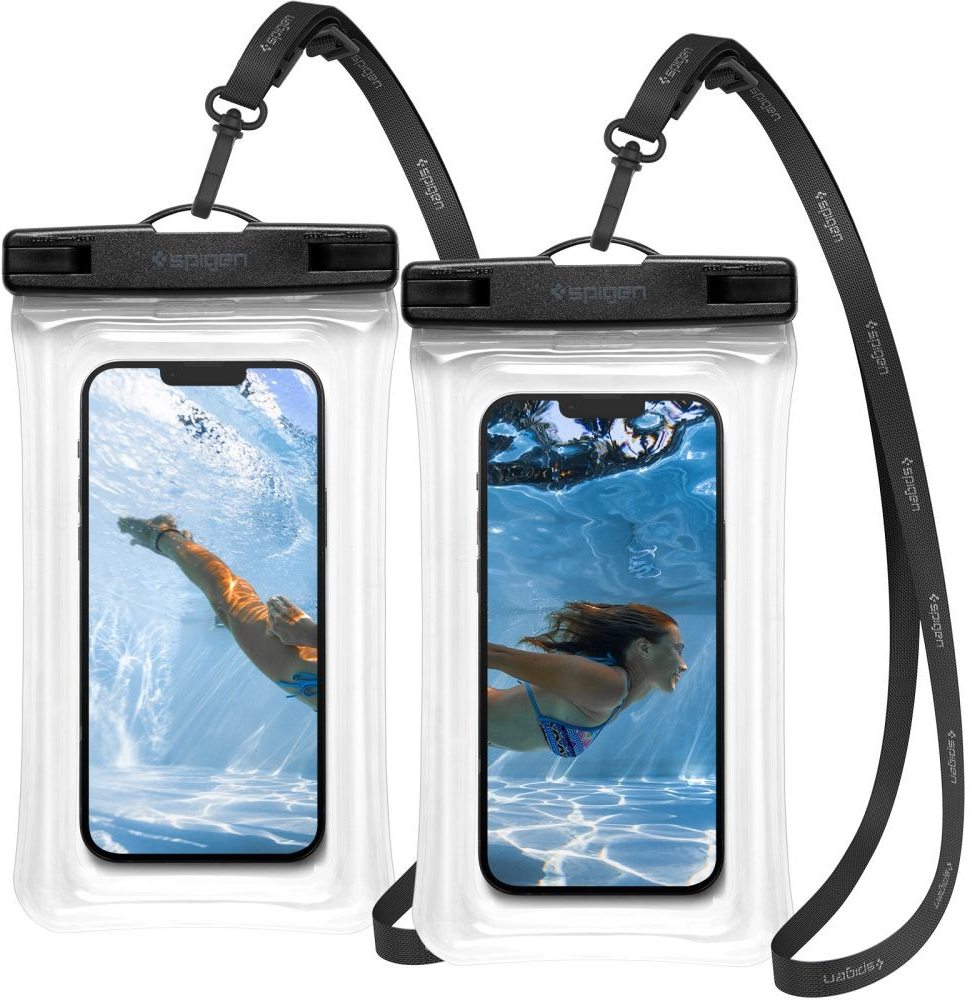 SPIGEN A610 UNIVERSAL WATERPROOF FLOAT CASE 2-PACK CRYSTAL CLEAR