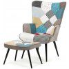 Kreslo ušiak s podnožou ELDORIA PATCHWORK