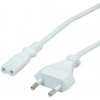Kábel sieťový 230V, 2pin vidlica (CEE7/16) priama - C7 (2pin), 1.8m, 0.75mm², 2.5A, biely