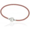 Linda's Jewelry Kožený náramok Ružový Chirurgická oceľ INR129 Dĺžka: 18 +Darčeková krabička zdarma