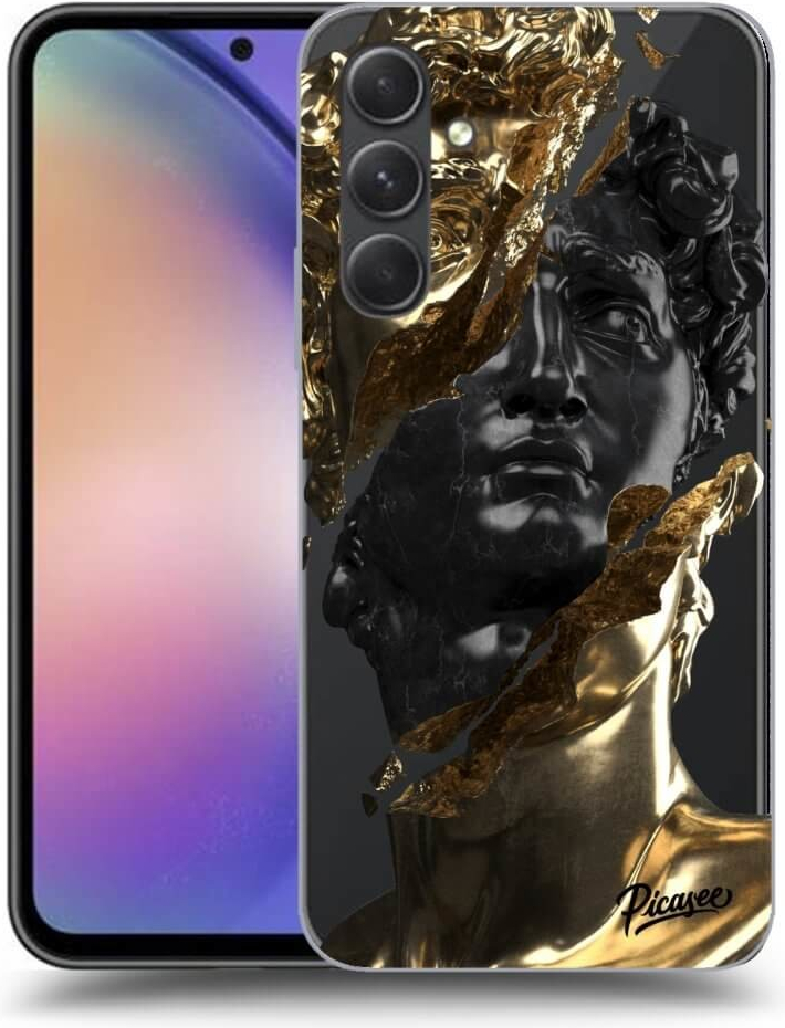 Púzdro Picasee silikónové Samsung Galaxy A54 5G - Black Gold čiré