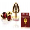 Taboom Bondage in Luxury Butt Plug with Diamond Jewel Gold Red L