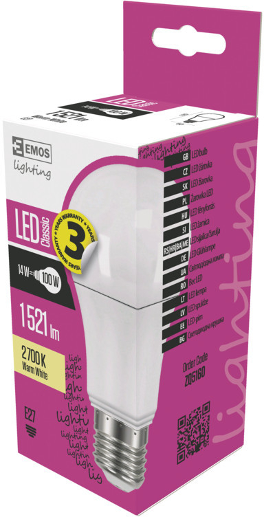 Emos LED žiarovka Classic A60 13,2W E27 teplá biela