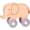 Spiegelburg Drevený Sloník na kolieskach BabyGlück