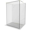 Mexen Kioto, sprchová zástena Walk-In 160 x 200 cm, 8mm sklo čierny vzor, zlatý lesklý profil, 800-160-002-50-70