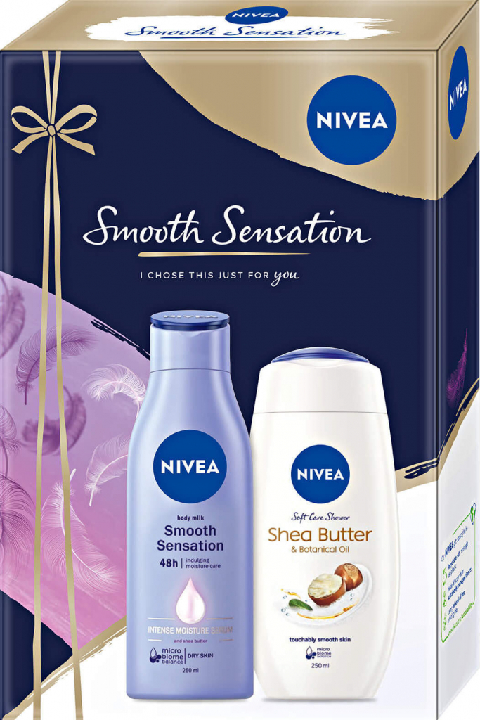 Nivea Smooth Sensation telové mlieko 250 ml + Shea Butter sprchový gél 250 ml darčeková sada