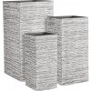 Keramický sivý outdoorový kvetináč malý s vlnovitým dekorom 23 x 23 x 51,5 cm 38237