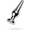 Strieborný análny kolík TOYFA Kov s bielym drahokamom okrúhleho tvaru, dĺžka 9 cm, priemer 1,5-4 cm, hmotnosť 205 gr