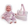 Realistické miminko s kostřičkou - holčička Clara od firmy Antonio Juan ze Španělska (Recién Nacida Baby Clara posturitas invierno bolso borr)