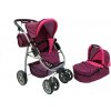 LEANTOYS Kočík pre bábiky Alice - dvojkombinácia - ružovo-čierny