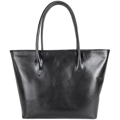 VegaLM dámska kožená shopper kabelka v čiernej farbe
