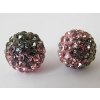 Shamballa korálka - 10 mm - ružovo-sivá - 1 ks