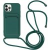 AppleKing silikónový kryt so šnúrkou a kapsou na karty pre iPhone 12 Pro Max - petrolejový - možnosť vrátiť tovar ZADARMO do 30tich dní