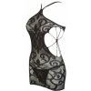 Mandy Mystery Lingerie Černé minišaty s výrazným vzorem a prostřihy