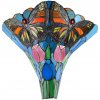 Clayre & Eef Modrá nástenná lampa Tiffany s tulipánmi a motýlikmi Sien - 37*18*35 cm E27/max 2*60W - Clayre & Eef