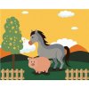 Zuty – Maľovanie Podľa Čísel – Prasa S Koníkom Na Pastve, 40 × 50 cm, Plátno + Rám 8596530137412