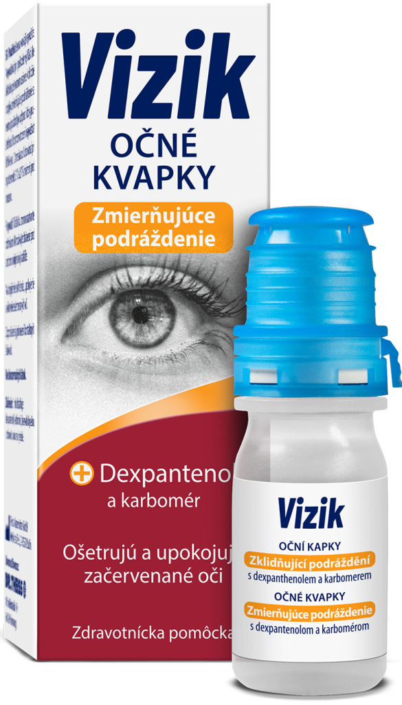 Vizik Očné kvapky Zmierňujúce podráždenie Dexpanthenol a karbomer 10 ml
