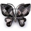 Brošňa s brúsenými kamienkami motýľ - 1 ks 2 antracit strieborná