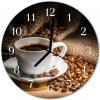 Sklenené hodiny okrúhle Káva fi 30 cm