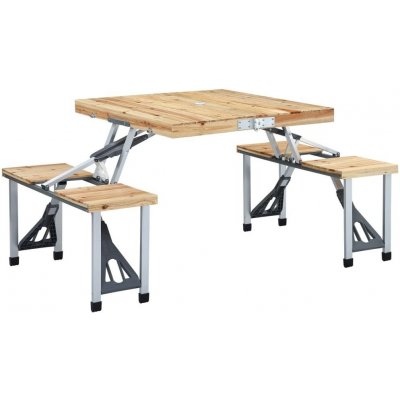 Kempingový stôl Skladací kempingový stôl so 4 miestami na sedenie oceľ hliník (SHUMEE_47687)