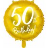 PartyDeco Fóliový balón 50 th birthday zlatý 45 cm