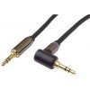 PremiumCord HQ stíněný kabel stereo Jack 3.5mm - Jack 3.5mm zahnutý 90° 5m