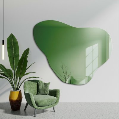 Alfaram Nepravidelné zelené zrkadlo - EMERALD GREEN 100x82