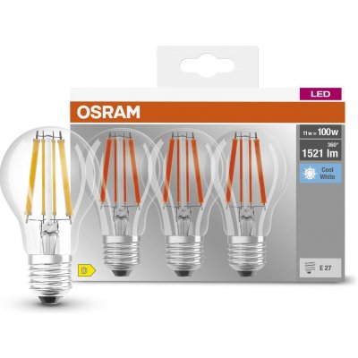 Osram Sada LED žiaroviek klasik, 11 W, 1 521 lm, neutrálna biela, E27, 3 ks