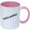 Biely hrnček s ružovým vnútrom a uchom s vlastnou potlačou - 330 ml