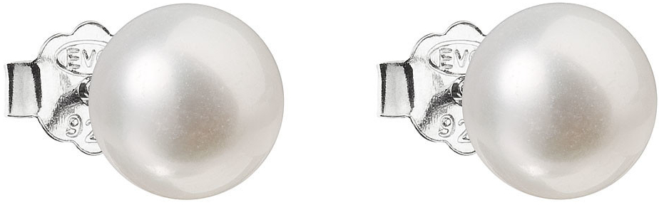 Evolution Group strieborné náušnice kôstky s bielou riečnou perlou 21042.1
