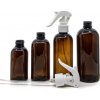 Plastová fľaša, hnedá, biely pákový rozprašovač, 150 ml