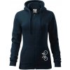 Bicykel na výšku - Mikina dámska trendy zipper s kapucňou - XL ( Tmavomodrá (veľmi tmavá - skoro čierna) )