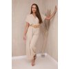 Fashionweek Dámsky overal s ozdobným opaskom v páse K5877 Farba: Béžový, Veľkosť: Universal