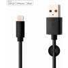 Dlhý dátový a nabíjací kábel FIXED s konektormi USB/Lightning, 2 metre, certifikácia MFI, čierny