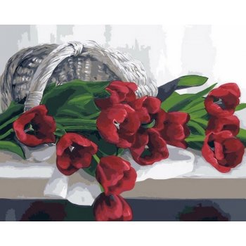 Zuty maľovanie podľa čísiel Červené tulipány