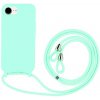 AppleMix Kryt pre Apple iPhone 16e - zvýšený okraj + šnúrka - gumový - mätovo zelený