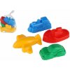 Teddies Formičky Bábovky na písek 4ks plast dopravní prostředky v síťce 12m+