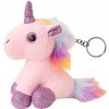PLYŠOVÝ JEDNOROŽEC RUŽOVÝ PRÍVESOK S KOVOVÝM KRÚŽKOM 12CM