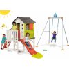 Smoby set detský domček na pilieroch Pilings House s 1,5 m šmykľavkou a hojdačka s kovovou konštrukciou 810800-1