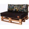 Golden Garden Paletové sedenie GG20 podsedák a vankúš 120cm x 80cm x 15cm Čierna s kvietkami