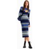 šaty Desigual Stripy ribbed azul noche velikost: XS