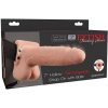 Fetish fantasy series - realistic vibrating hollow strap on with balls 17.8 cm