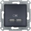 Schneider Electric Asfora 2x USB nabíjací konektor, typ A+A , antracit - EPH2700271